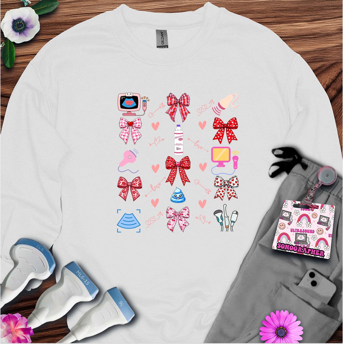 Valentine Pattern Sonography Sweatshirt — Ultrasound Tech Valentine's Day Sweatshirt