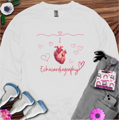 I Heart Echocardiography Sweatshirt — Ultrasound Tech Valentine's Day Sweatshirt