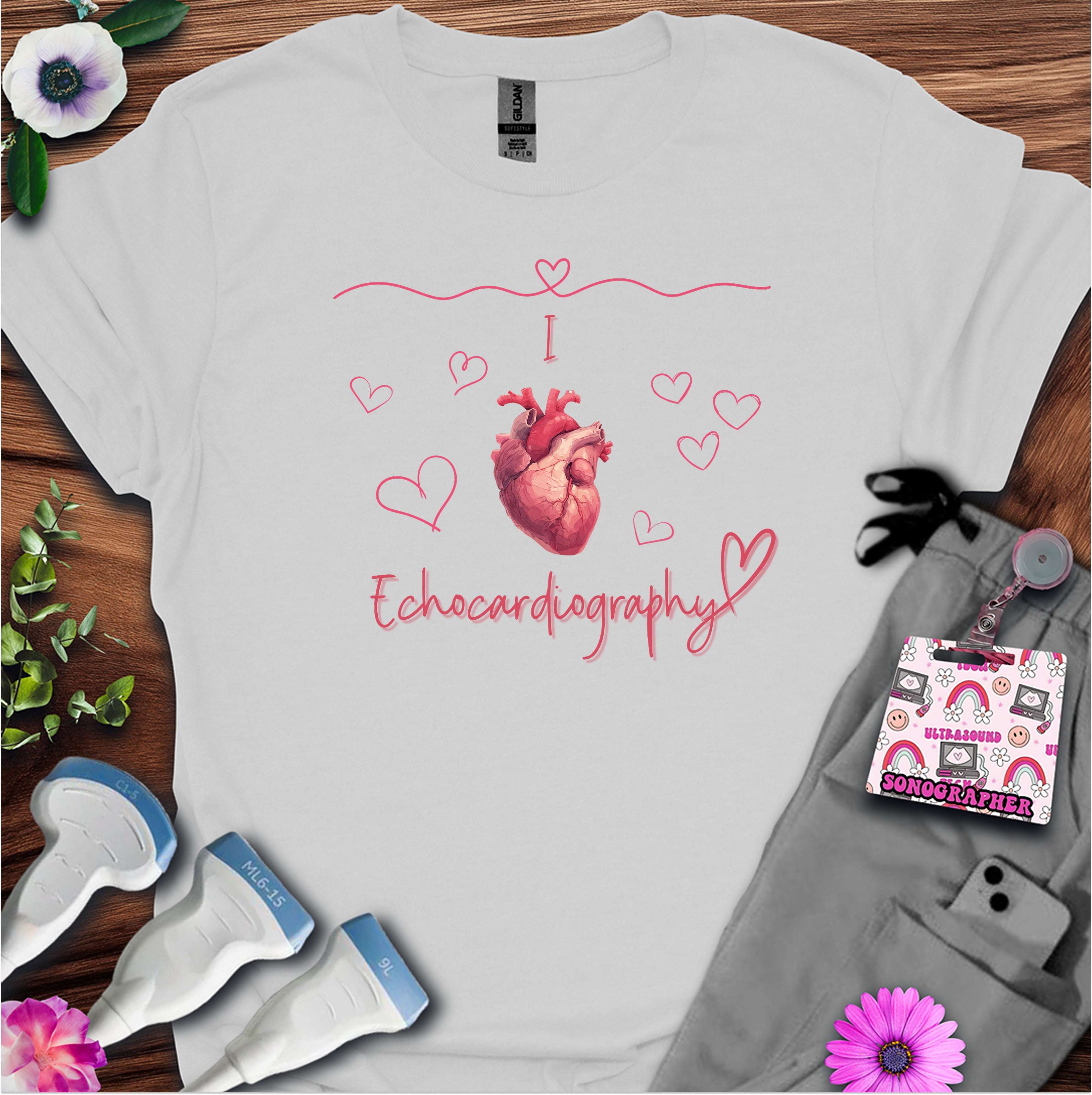 I Heart Echocardiography T-Shirt — Ultrasound Tech Valentine's Day Tee
