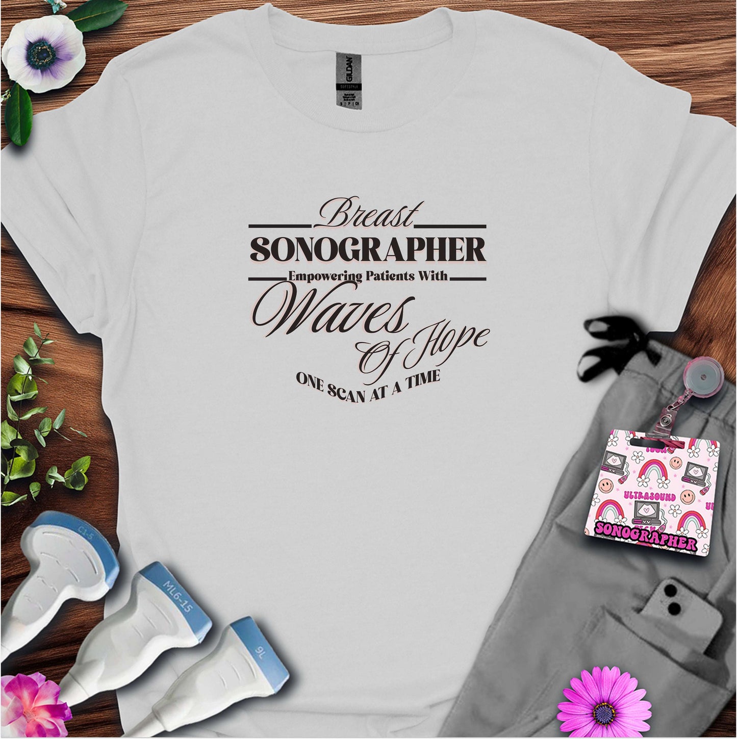 "Empowering Patients, Breast Sonographer" T-shirt