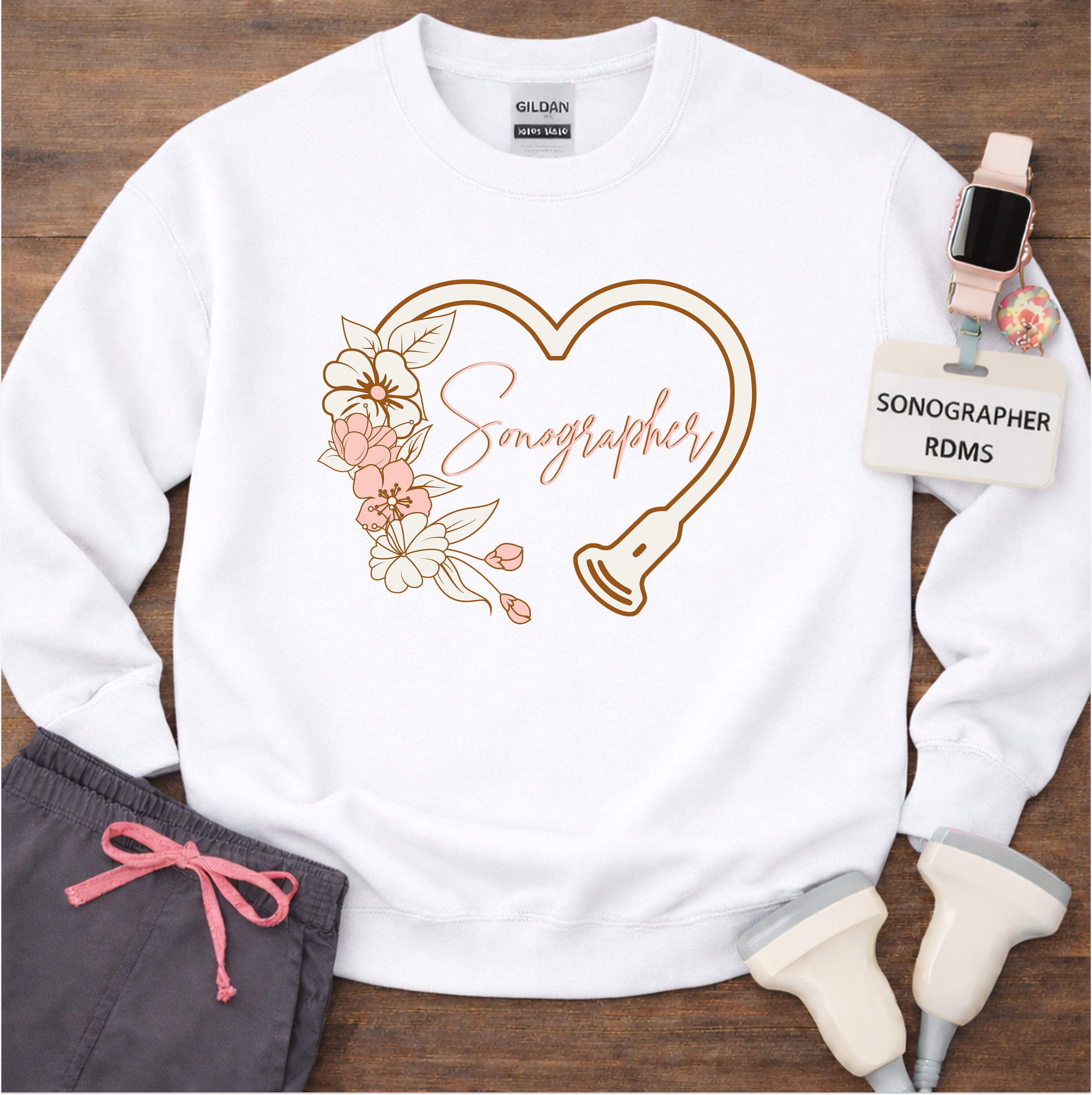 "Floral Sonographer Heart" Sweatshirt