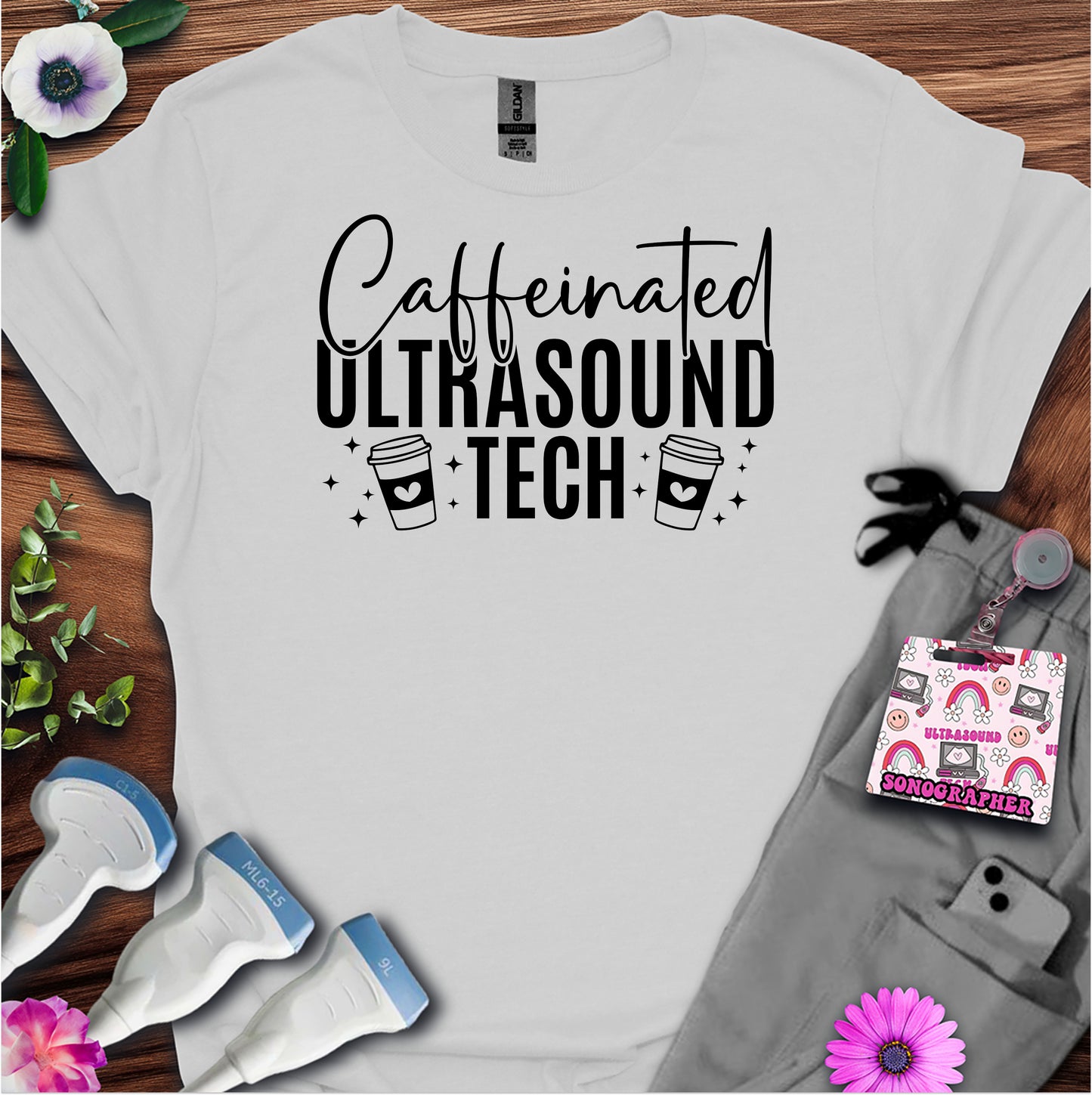 "Caffeinated Ultrasound Tech ☕" T-Shirt