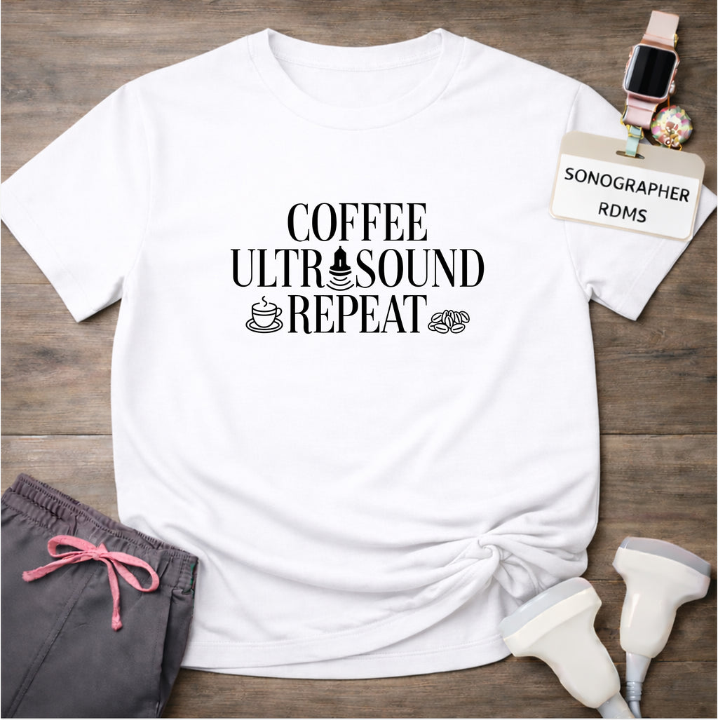 "Coffee Ultrasound Repeat ☕" T-Shirt