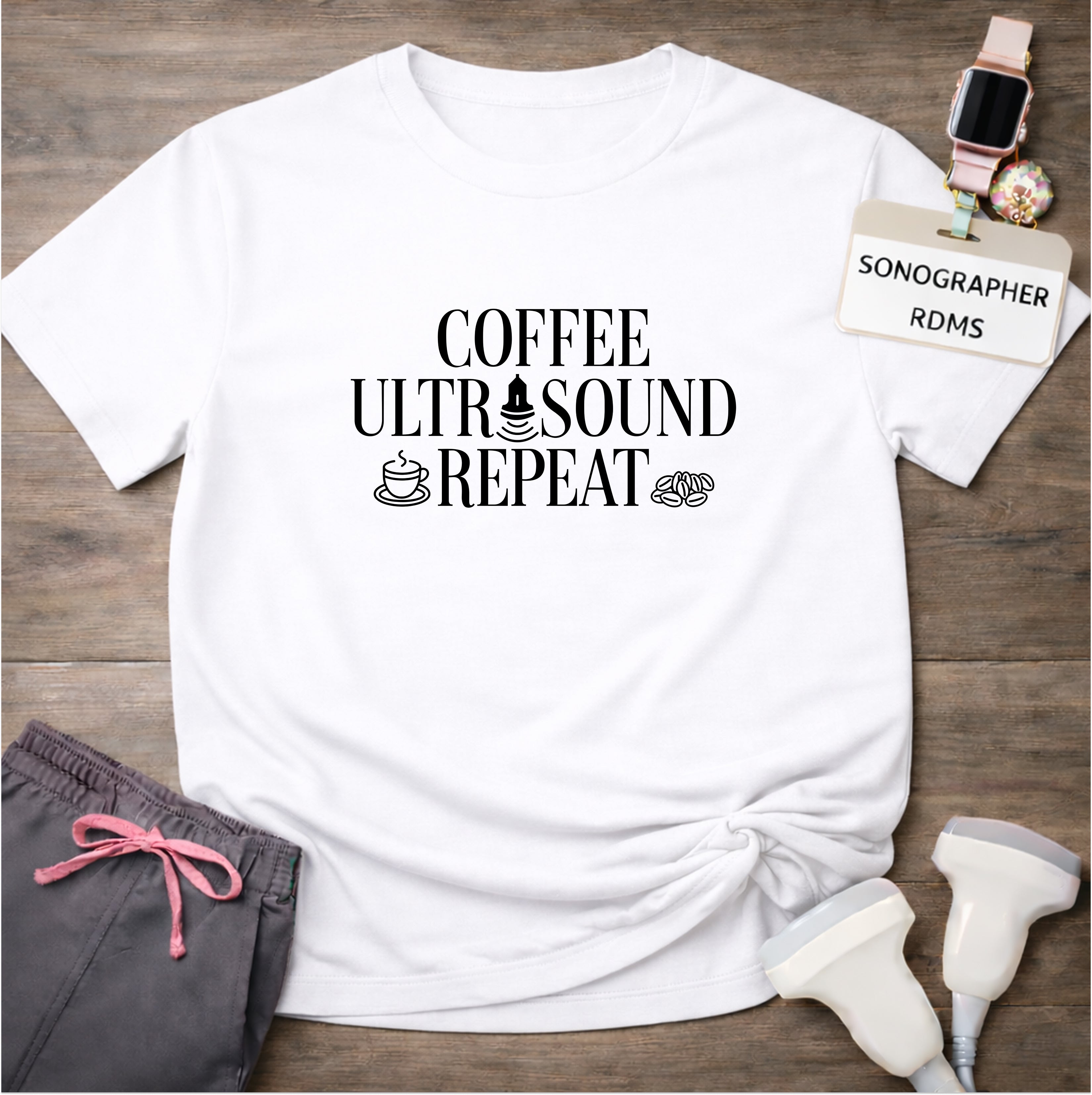 "Coffee Ultrasound Repeat ☕" T-Shirt