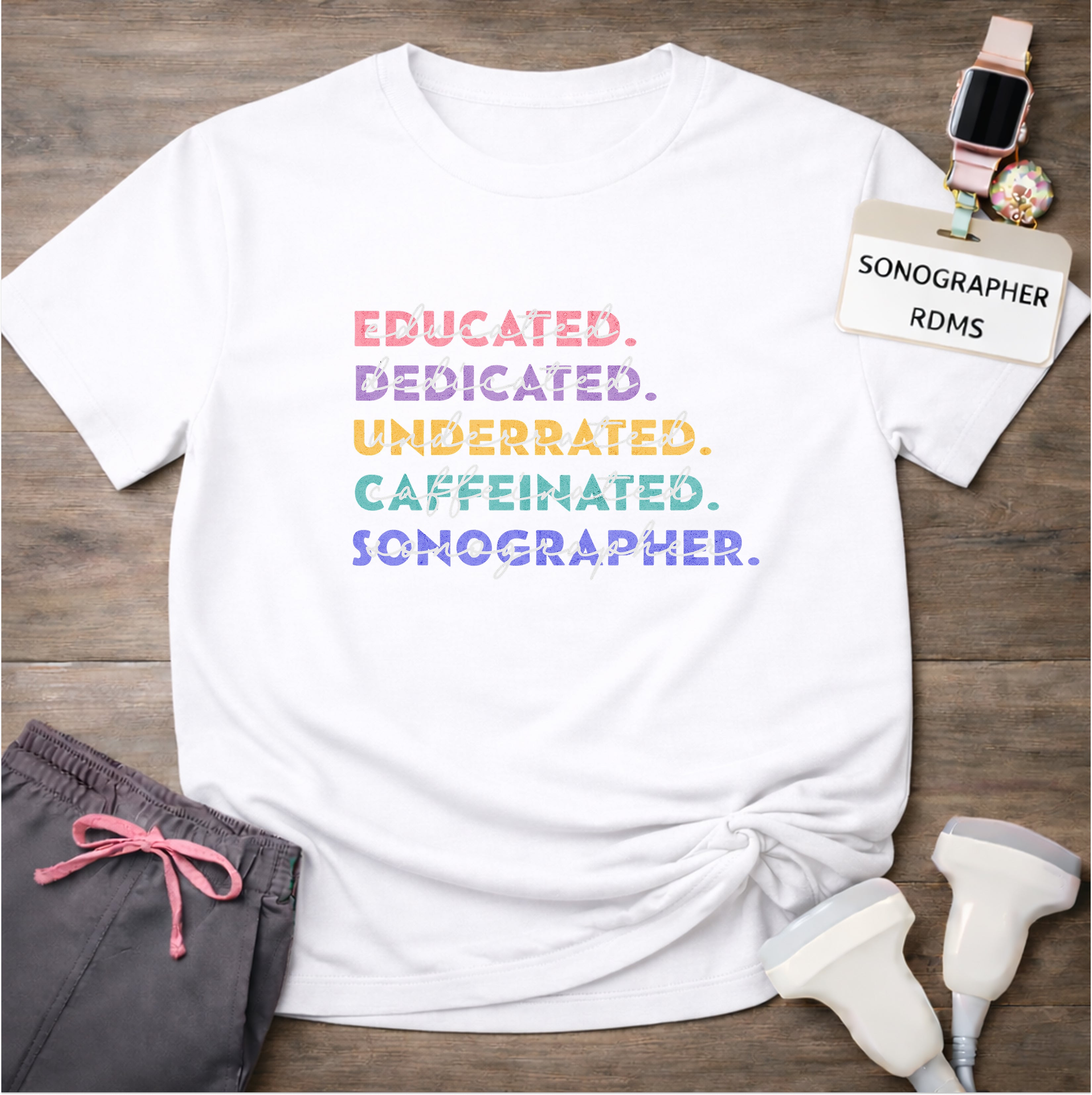 "Educated, Dedicated, Sonographer" T-Shirt