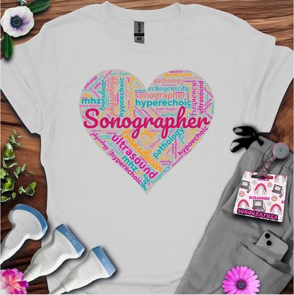 "Vibrant Sonographer Heart"  T-Shirt