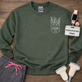 Ultrasound Tech pocket sweatshirt with a small wildflower bouquet in a left-chest pocket design, in Military Green, by Sono Graphics